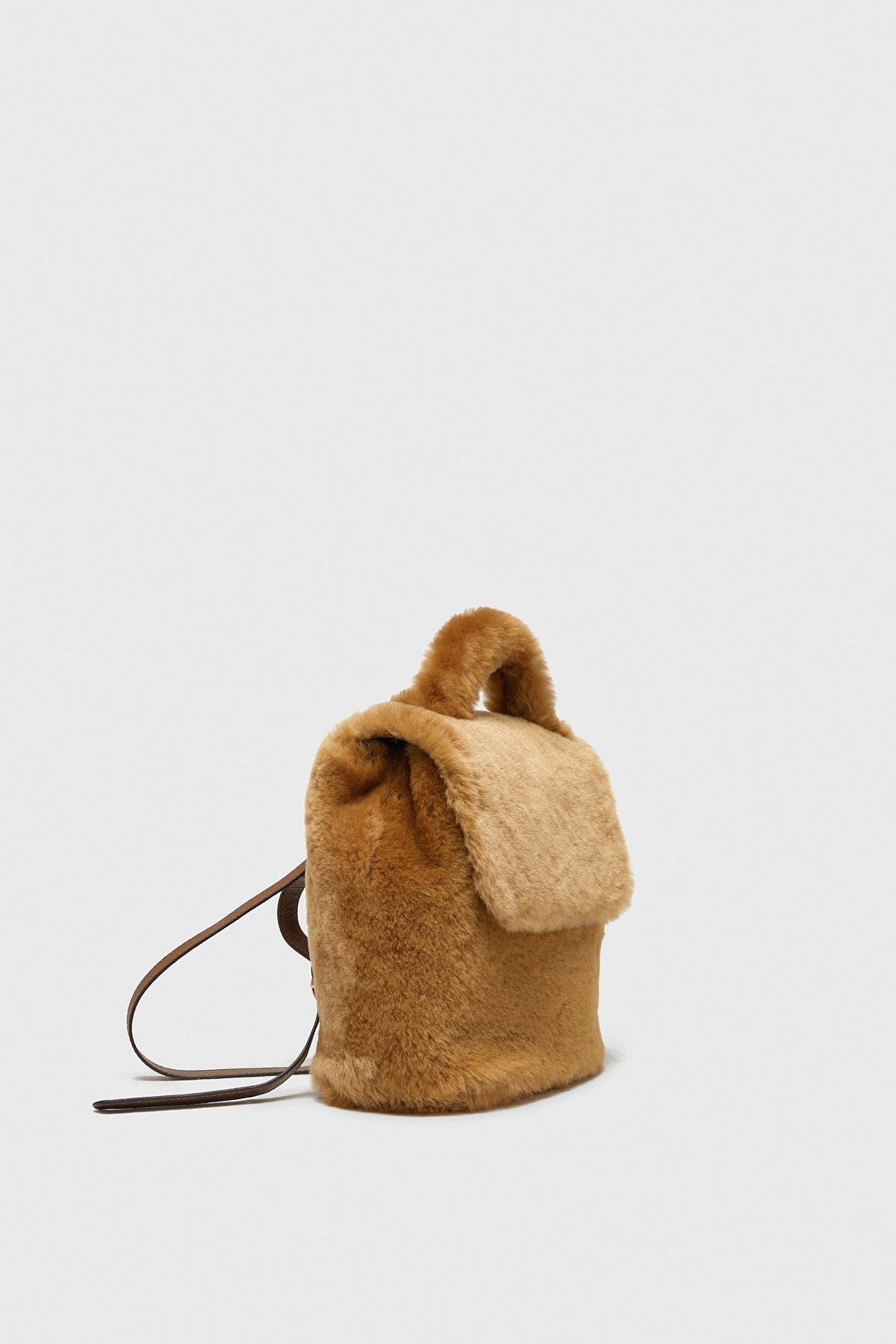 Women's Shearling Mini Backpack , Ginger Wool