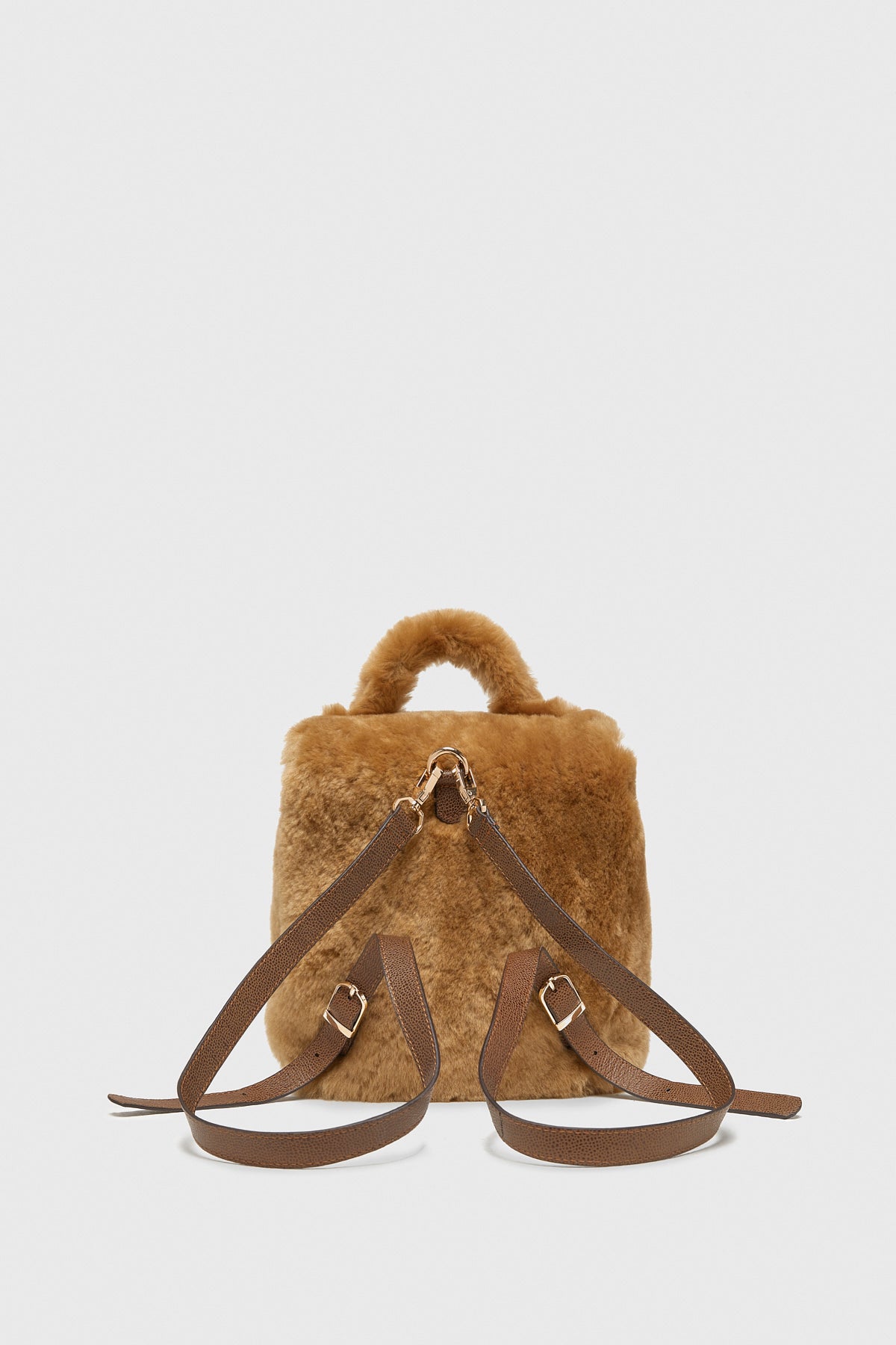 Women's Shearling Mini Backpack , Ginger Wool