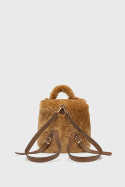 Image of Women's Shearling Mini Backpack , Ginger Wool