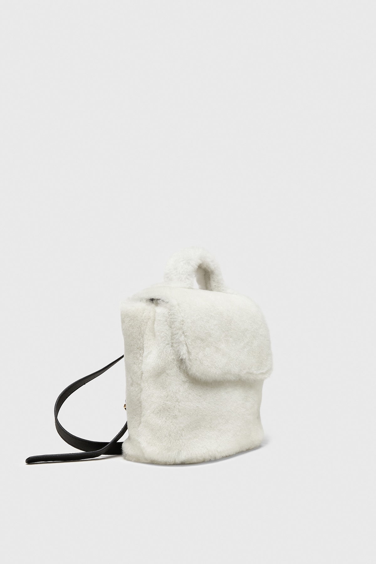 Women's Shearling Mini Backpack , White Wool