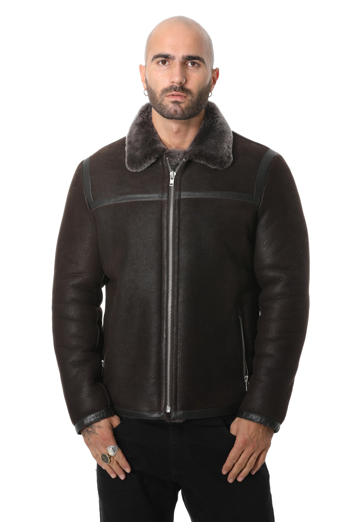 Mens fur lined leather jackets uk best sale