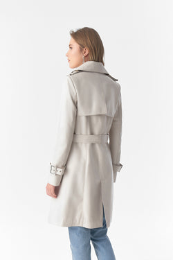 Image of Women's Genuine Leather Trench Coat, Beige