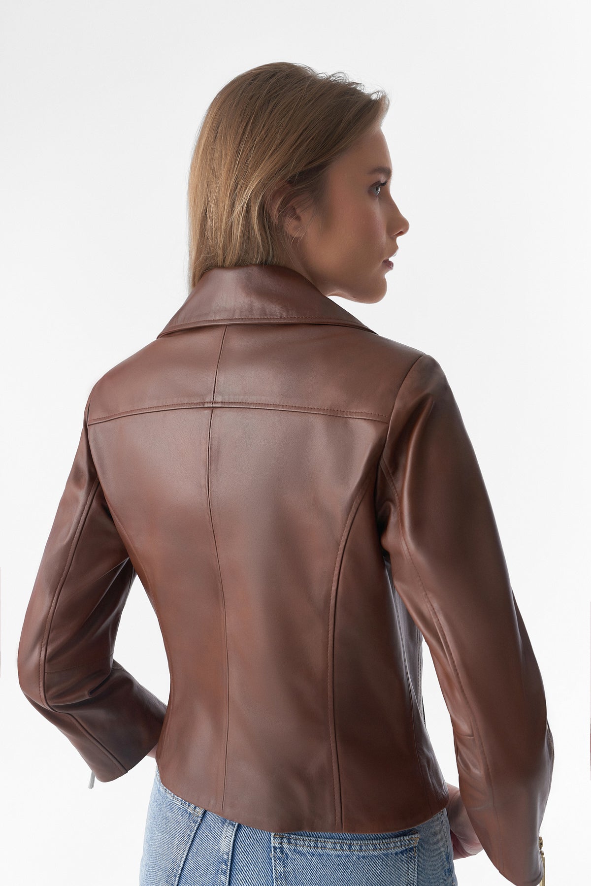 Short-Sleeve Biker Jacket, Antique Tan