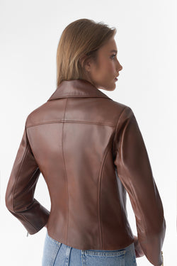 Image of Short-Sleeve Biker Jacket, Antique Tan