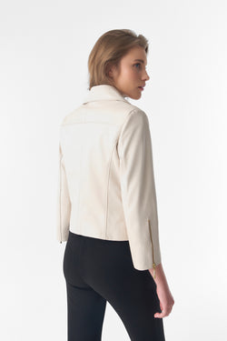 Image of Short-Sleeve Biker Jacket, Beige