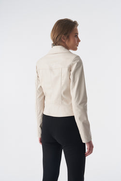 Image of Classic Biker Jacket, Beige Nappa