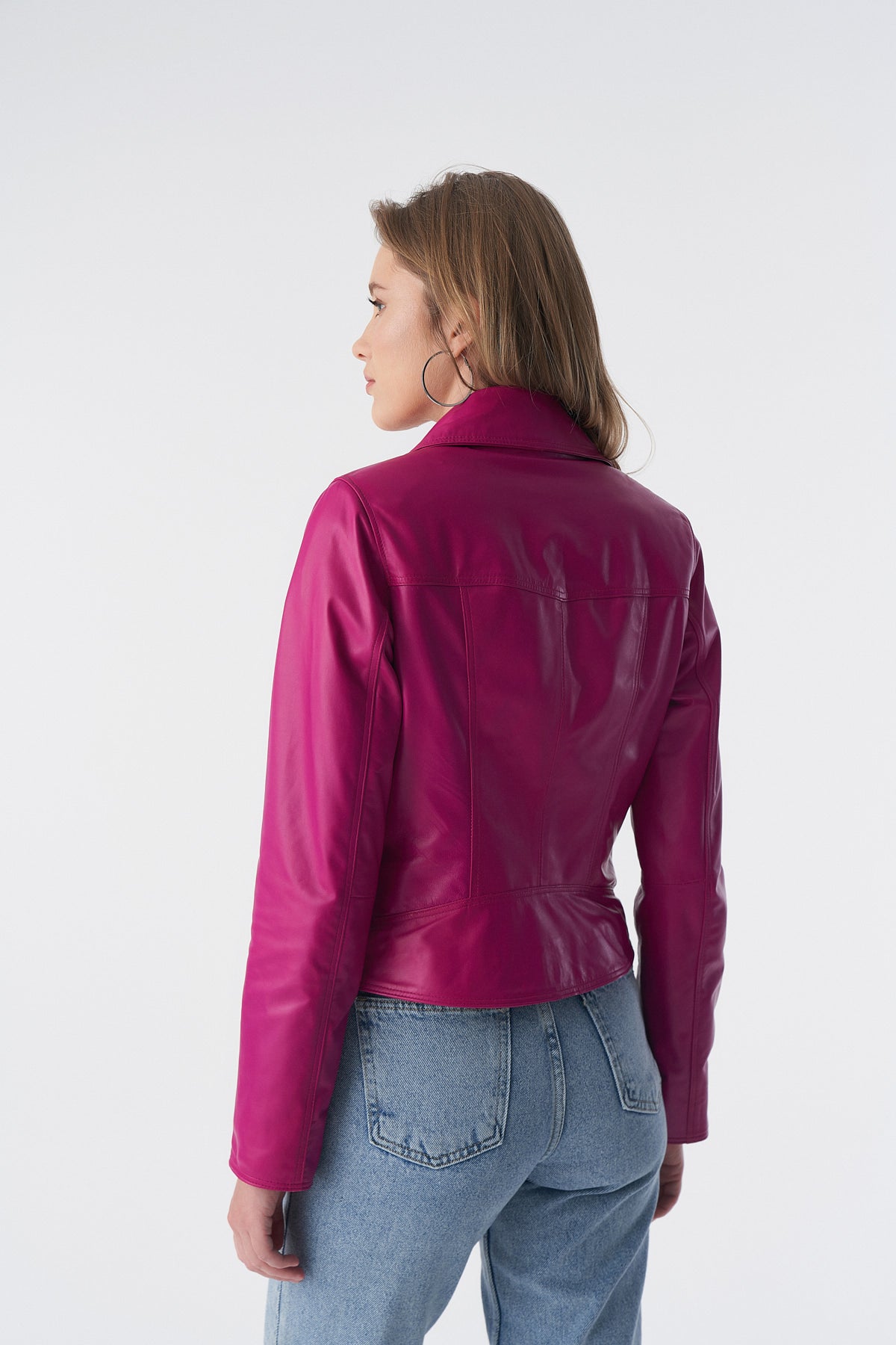 Classic Biker Jacket, Fuchsia Nappa