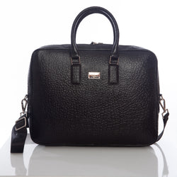 Image of Genuine Leather Laptop Bag & Briefcase, Elephant Pattern Black