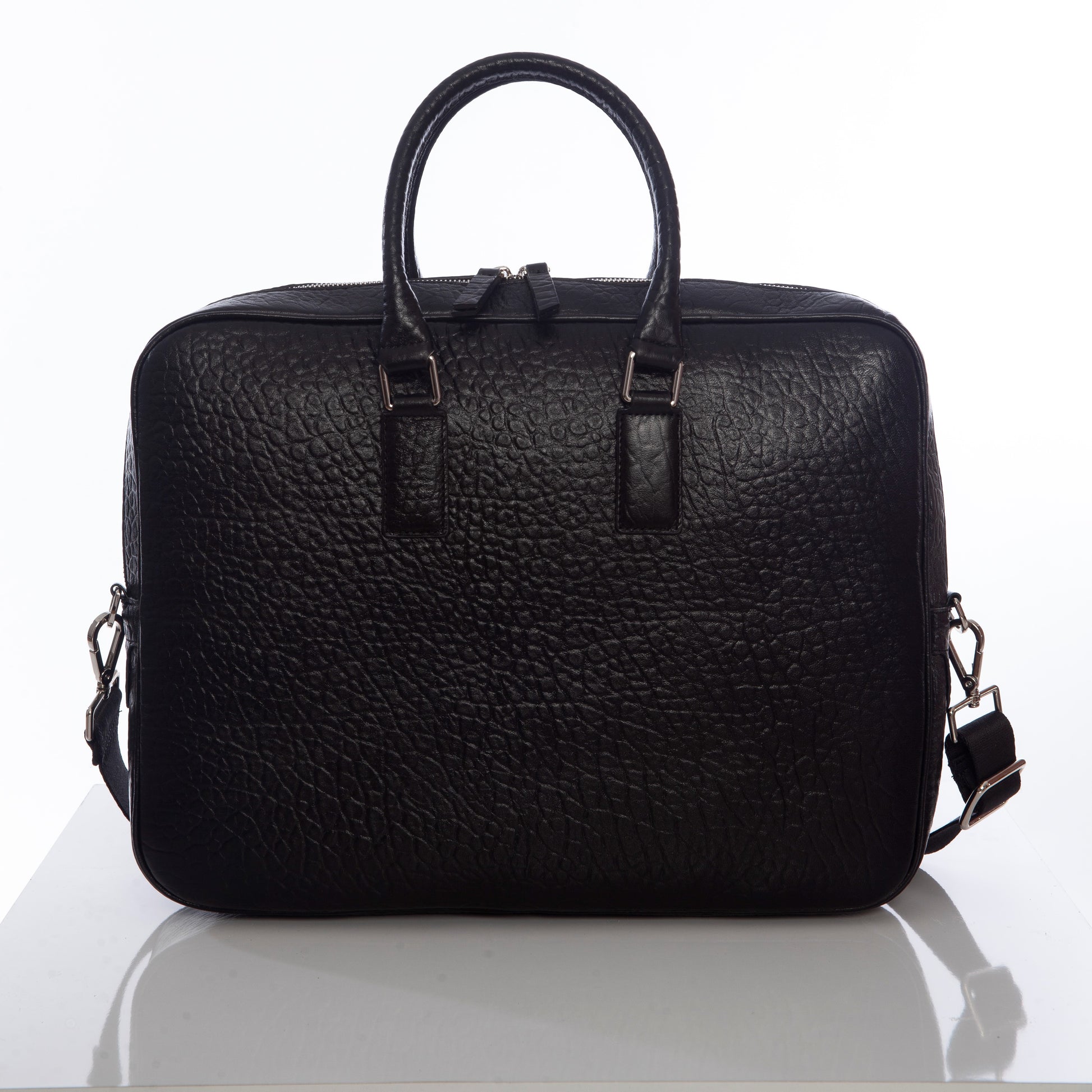 Genuine Leather Laptop Bag & Briefcase, Elephant Pattern Black