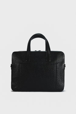 Image of Genuine Leather Exterior Pocket Laptop Bag & Briefcase, Elephant Pattern Black