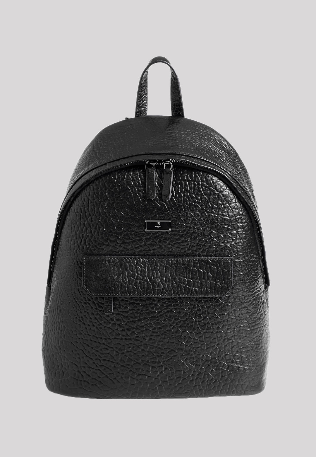 Genuine Leather Elephant Pattern Backpack, Elephant Pattern Black