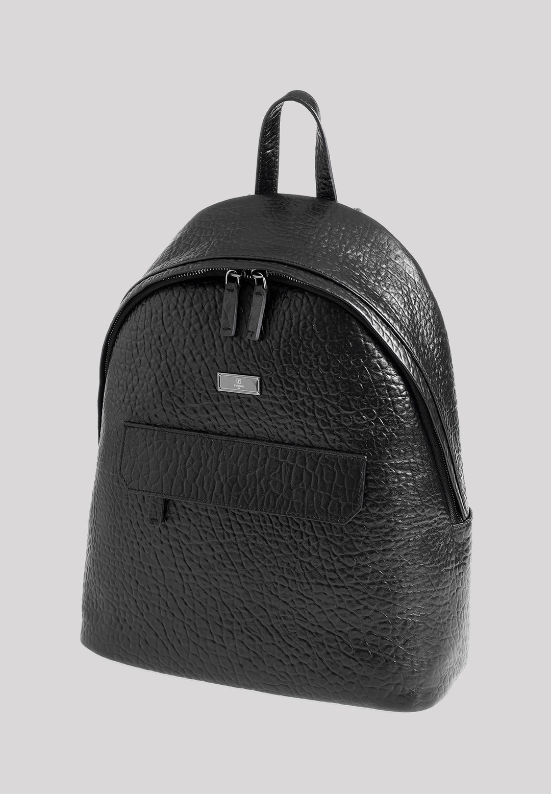 Genuine Leather Elephant Pattern Backpack, Elephant Pattern Black