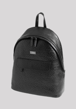 Image of Genuine Leather Elephant Pattern Backpack, Elephant Pattern Black