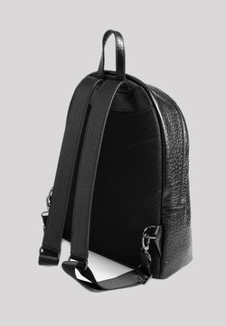 Image of Genuine Leather Elephant Pattern Backpack, Elephant Pattern Black