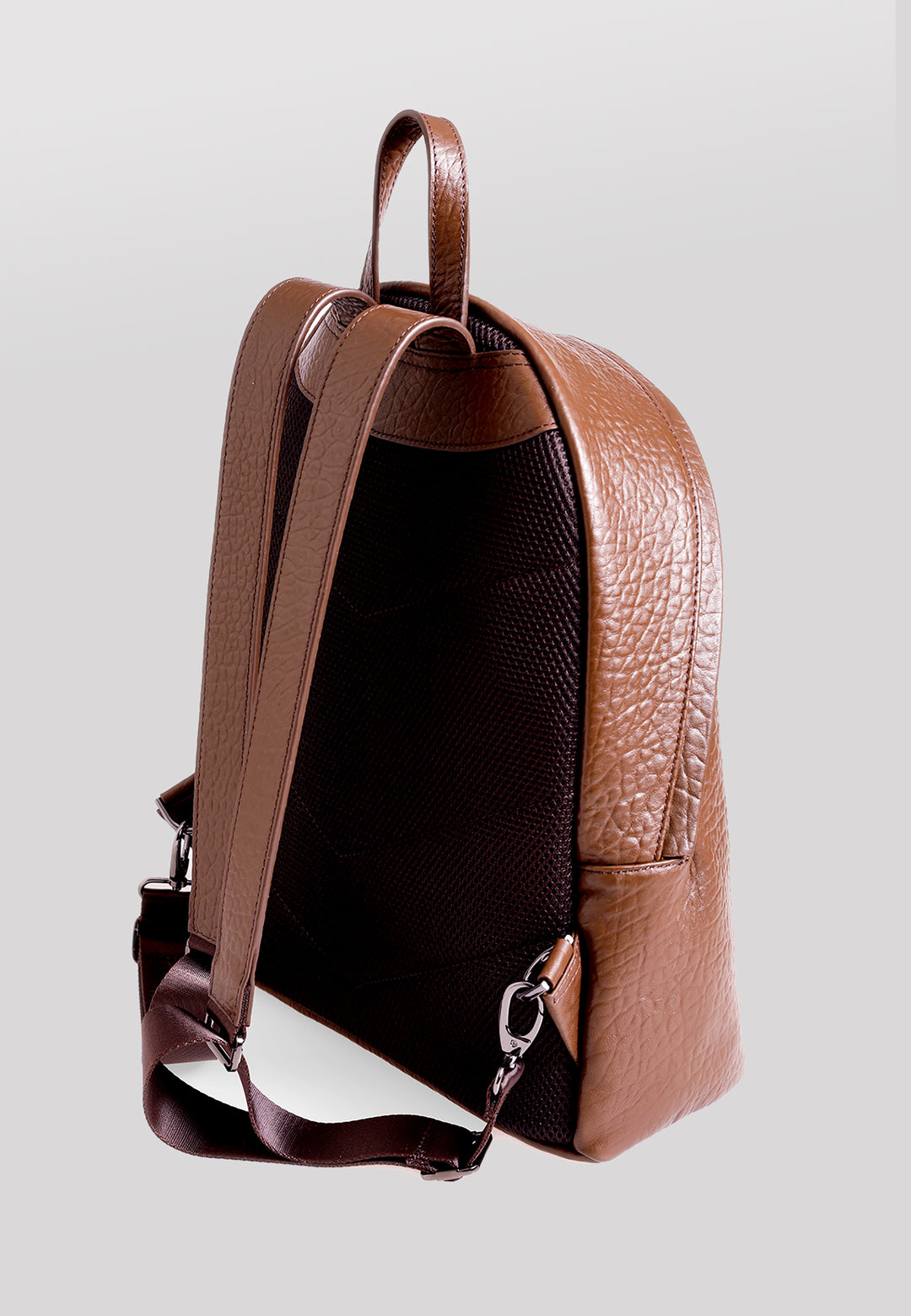 Genuine Leather Elephant Pattern Backpack, Elephant Pattern Brown