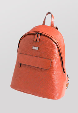 Image of Genuine Leather  Leather Backpack, Elephant Pattern Tan