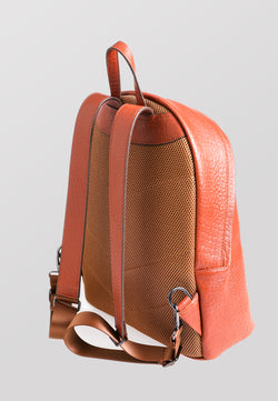 Image of Genuine Leather  Leather Backpack, Elephant Pattern Tan