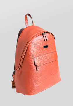 Image of Genuine Leather  Leather Backpack, Elephant Pattern Tan