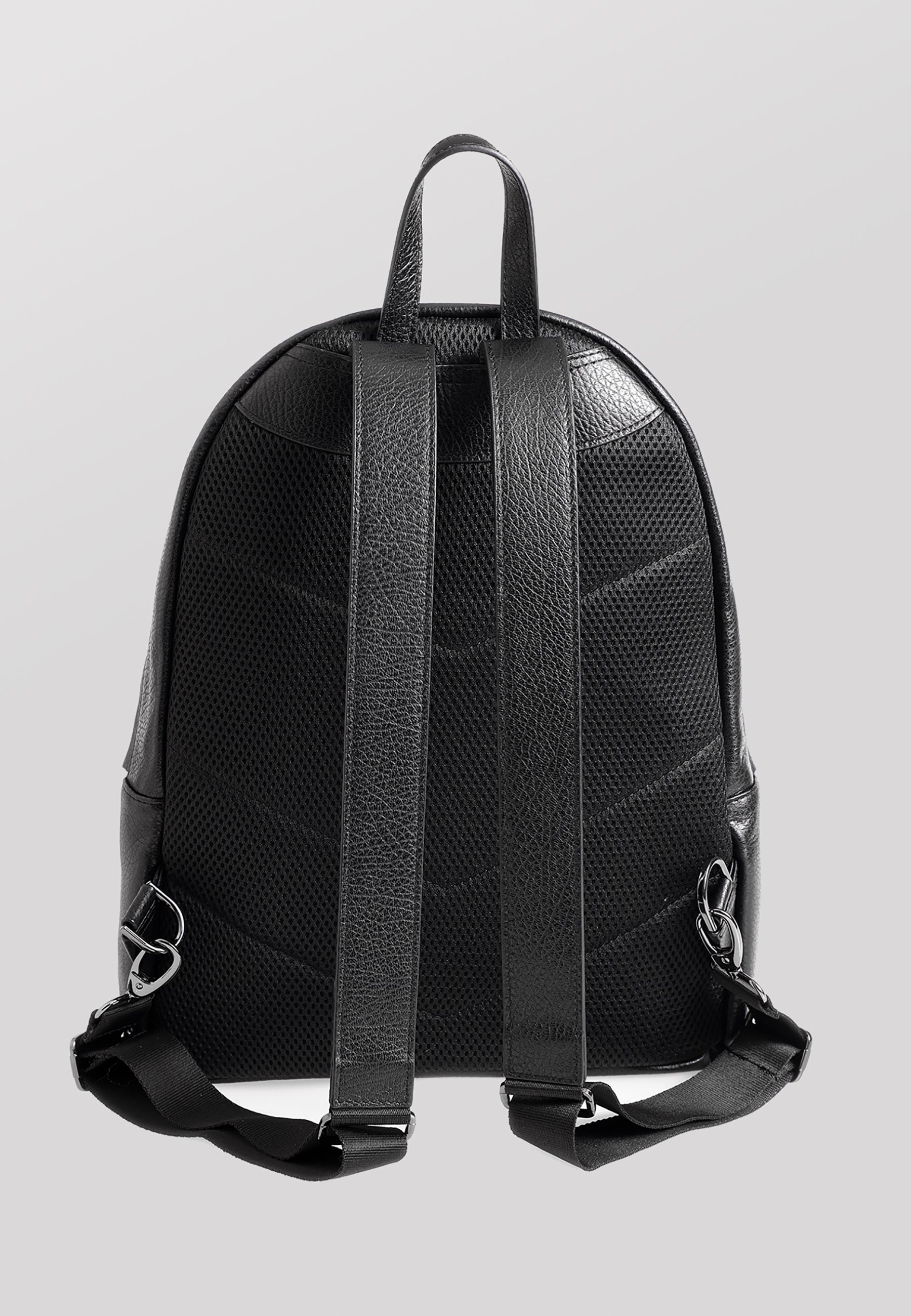 Genuine Leather Backpack, Venous Pattern Black