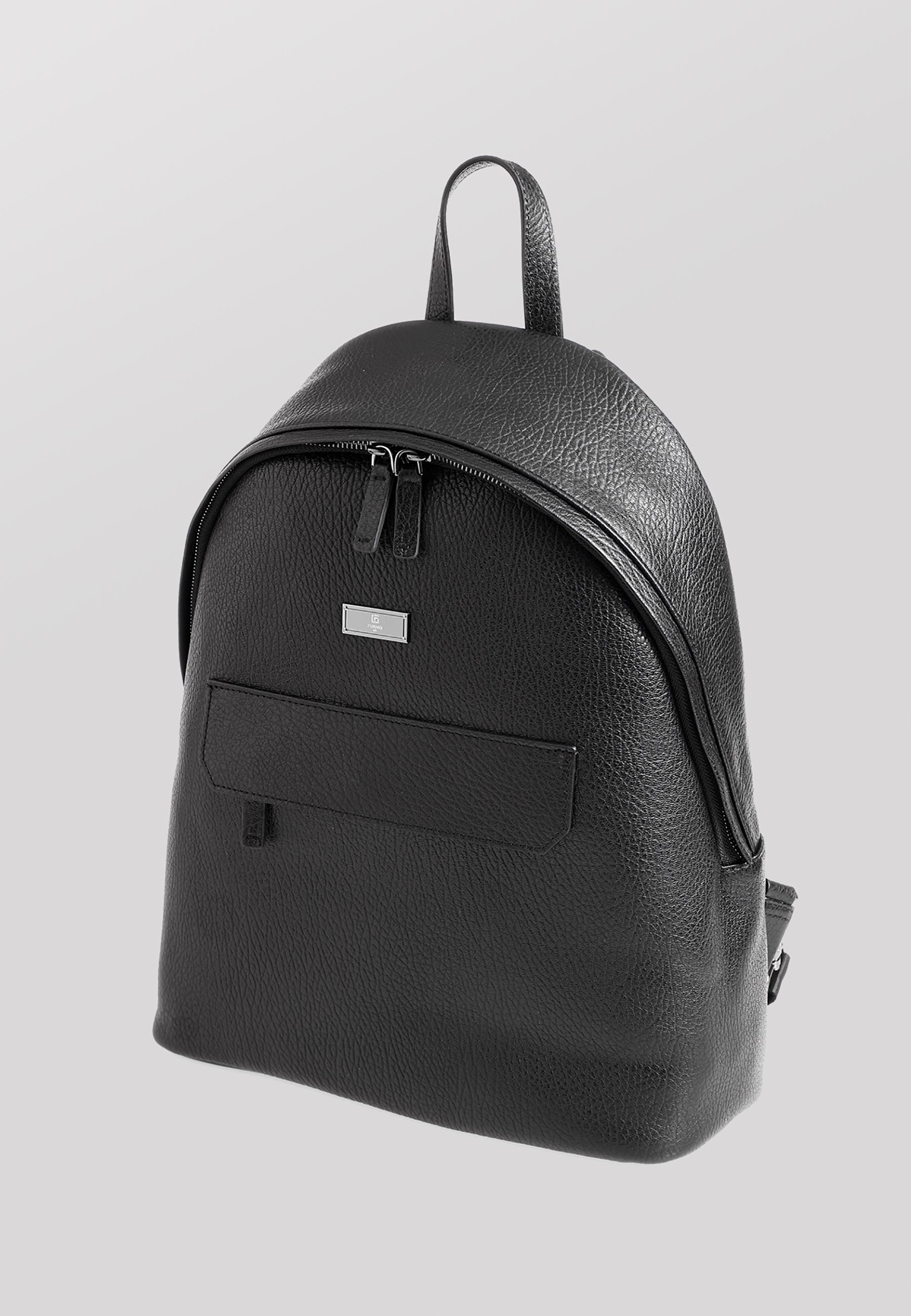 Genuine Leather Backpack, Venous Pattern Black