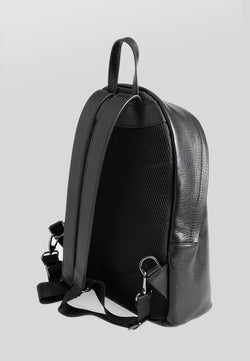 Image of Genuine Leather Backpack, Venous Pattern Black