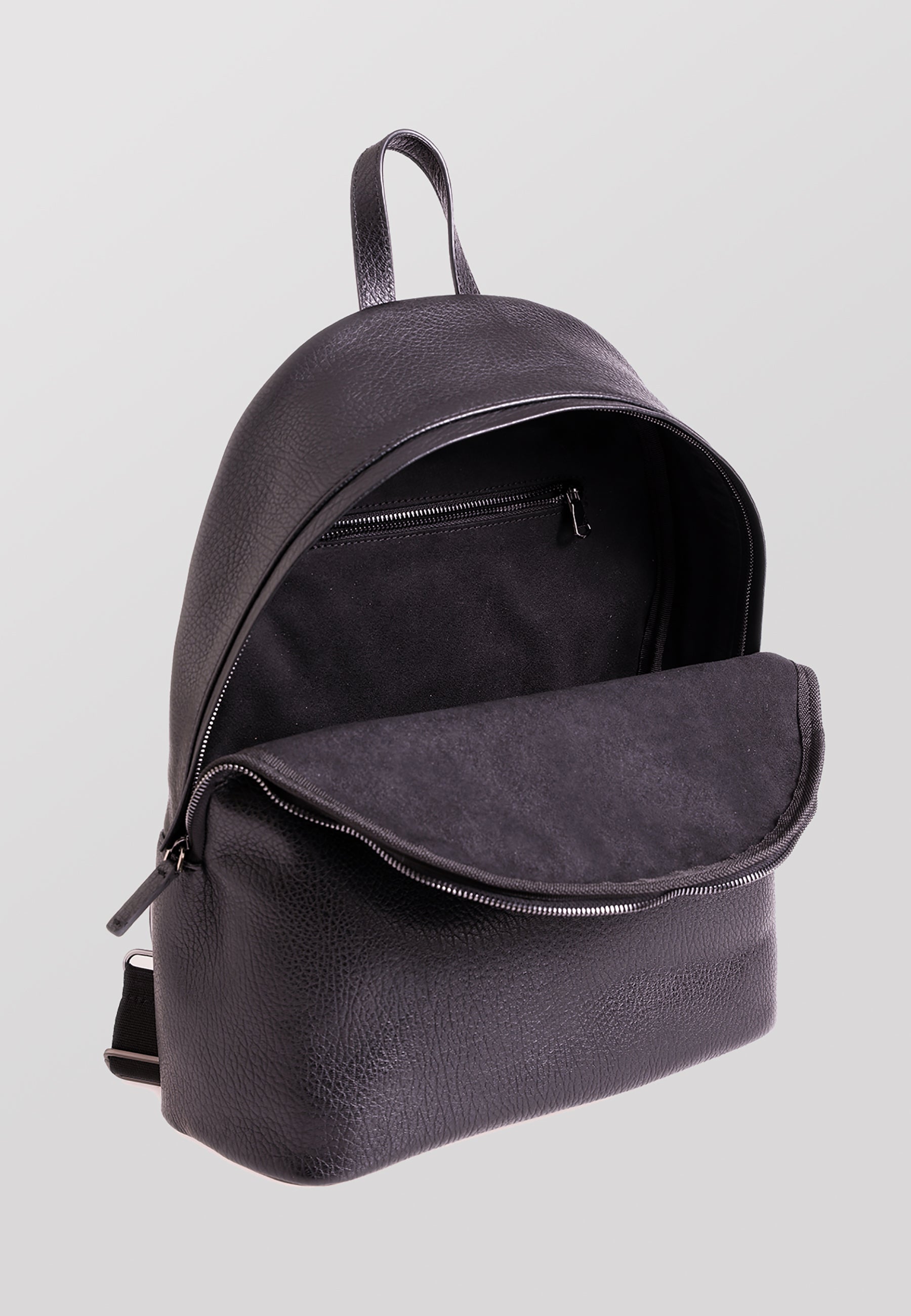 Genuine Leather Backpack, Venous Pattern Black