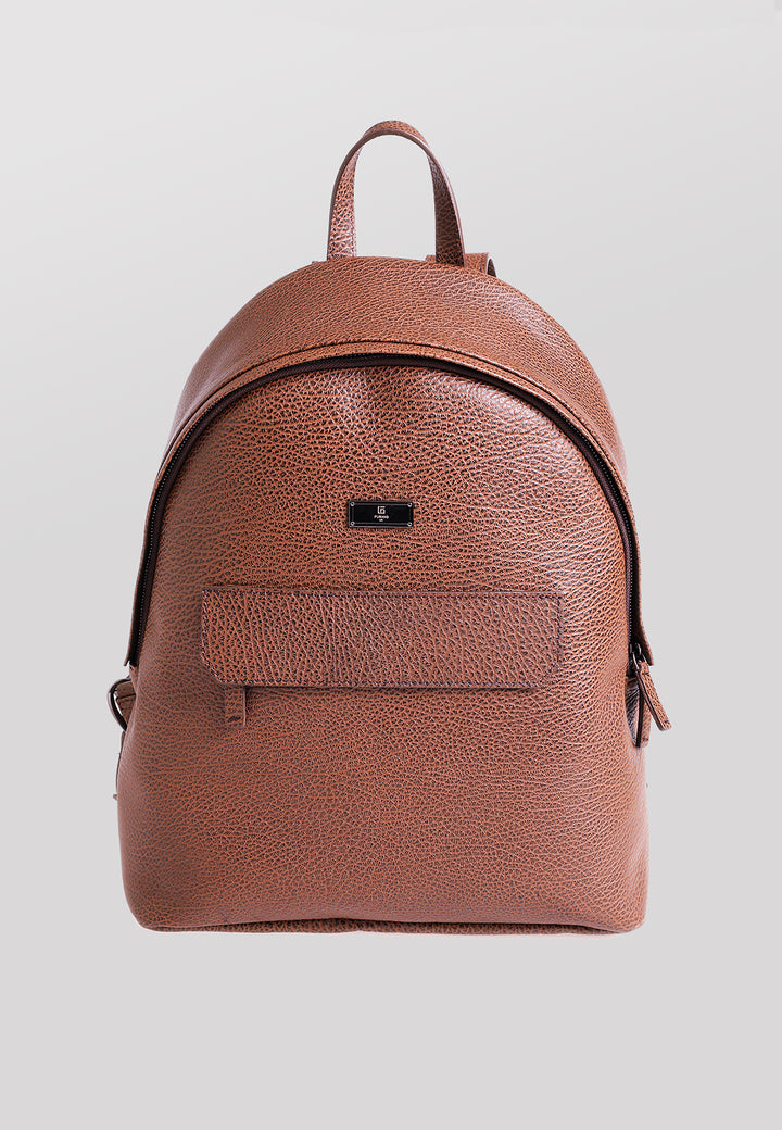 Genuine Leather Backpack, Venous Pattern Brown