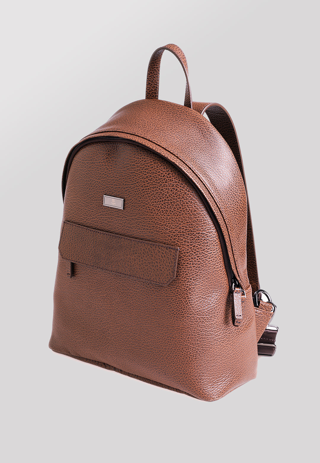 Genuine Leather Backpack, Venous Pattern Brown