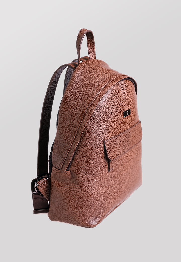 Genuine Leather Backpack, Venous Pattern Brown