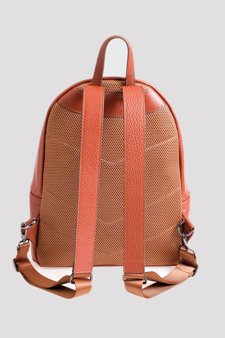 Genuine Leather Backpack, Venous Pattern Tan