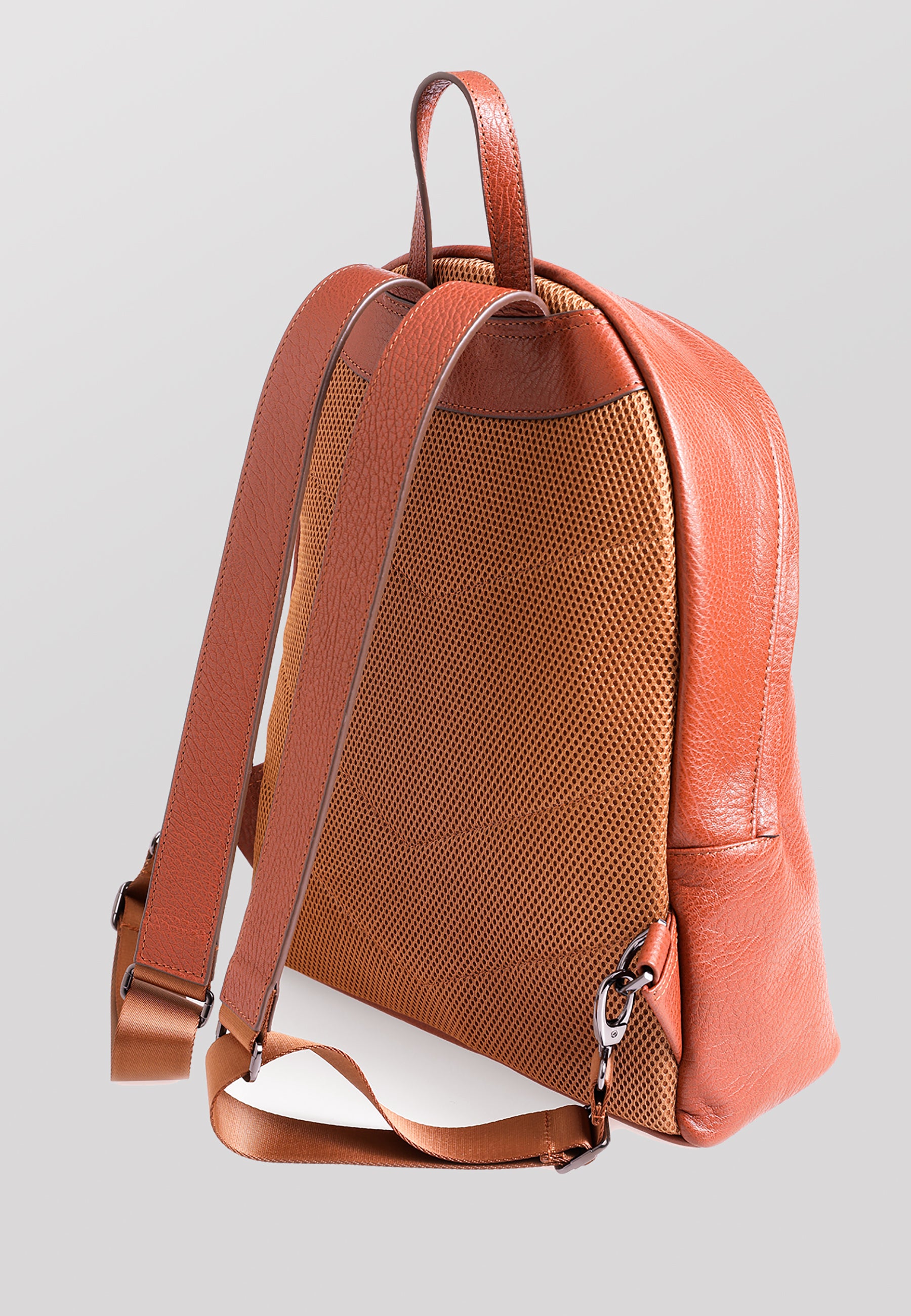 Genuine Leather Backpack, Venous Pattern Tan