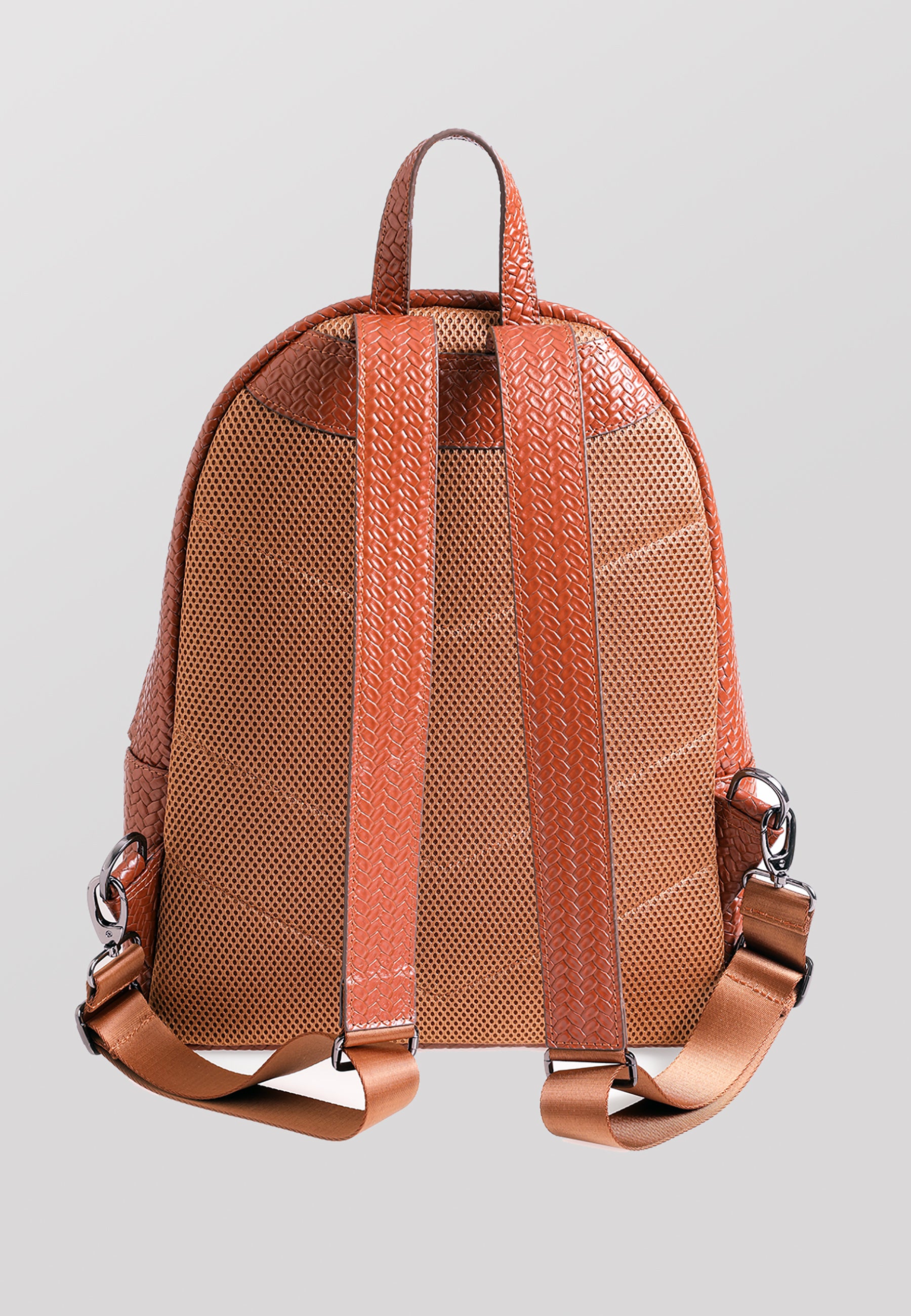 Genuine Leather Backpack, Weave Pattern Tan