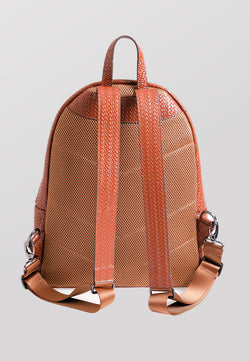 Image of Genuine Leather Backpack, Weave Pattern Tan