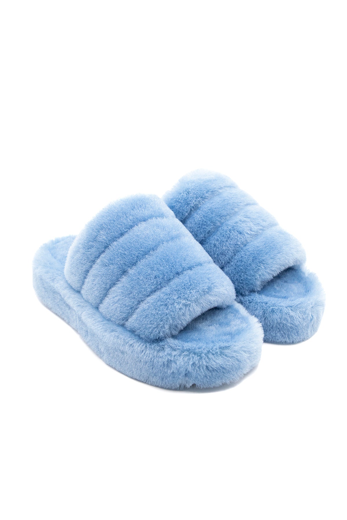 Women's Shearling Slippers, Blue Wool