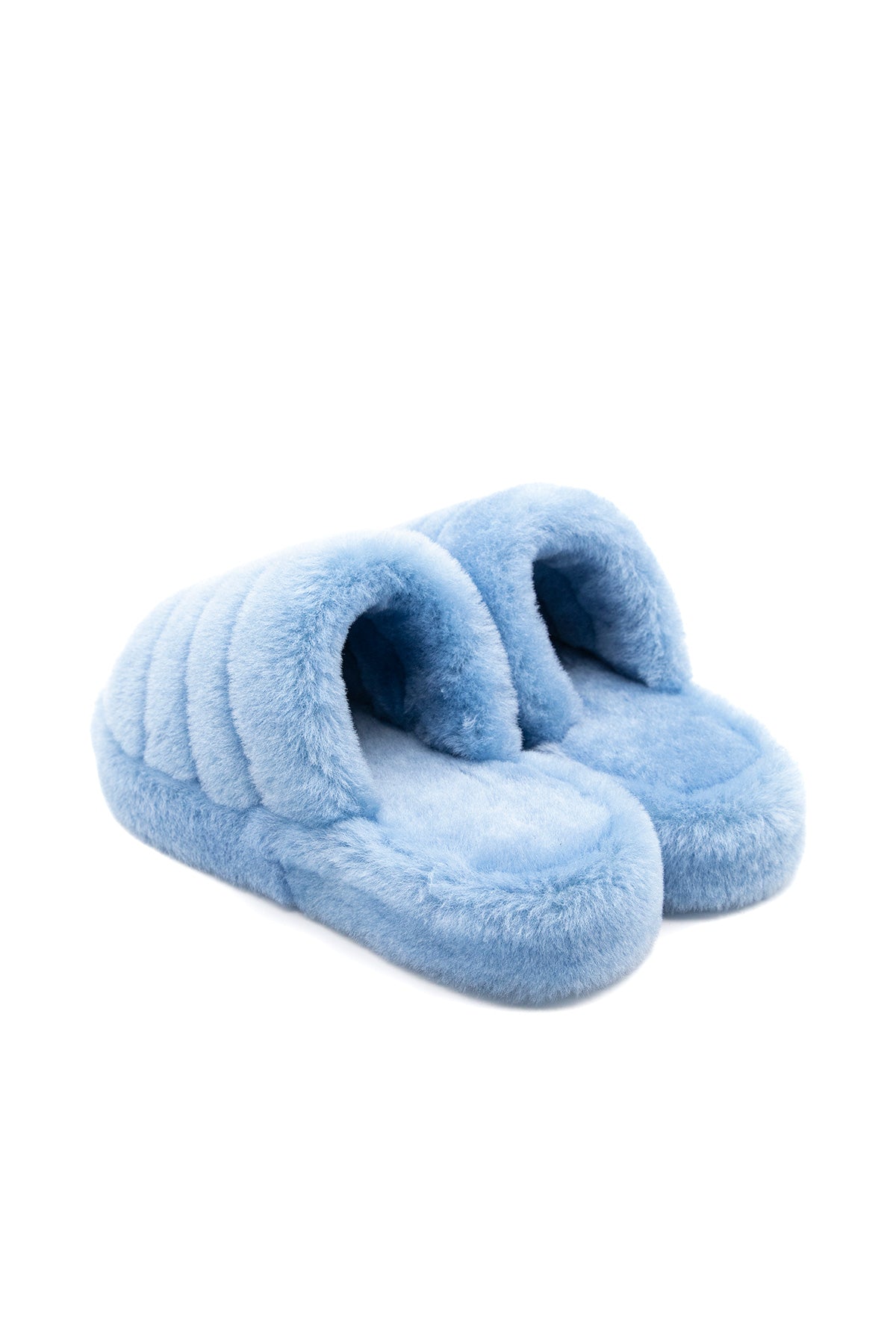 Women's Shearling Slippers, Blue Wool