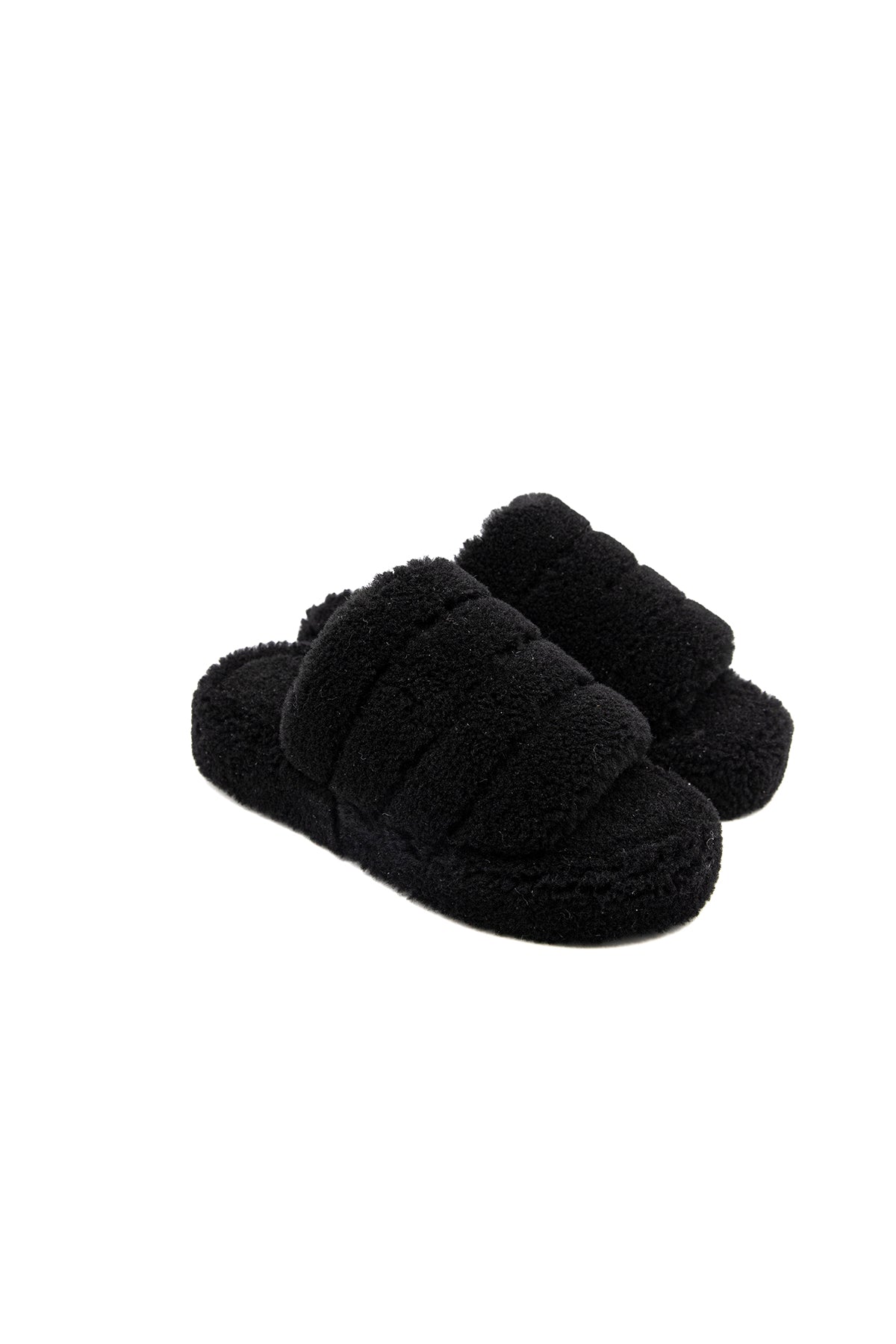 Women's Shearling Slippers, Black Curly Wool