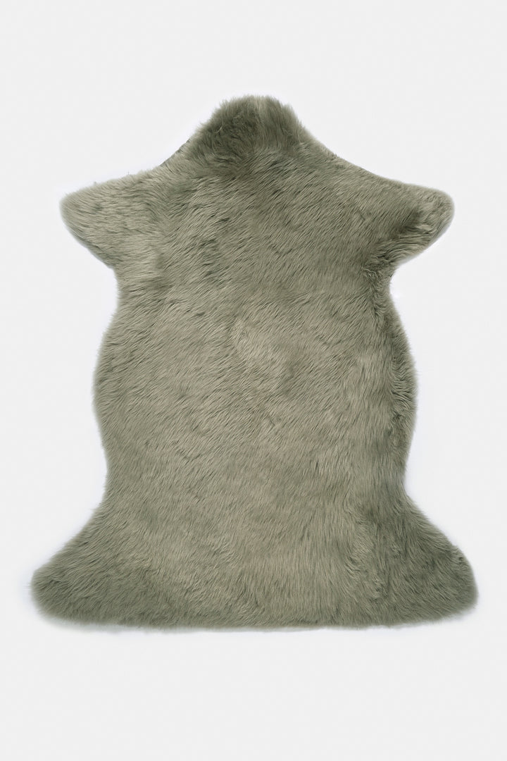 Real Single British Sheepskin Light Green Rug