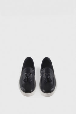 Image of Casual Genuine Leather Tassel Navy Loafers