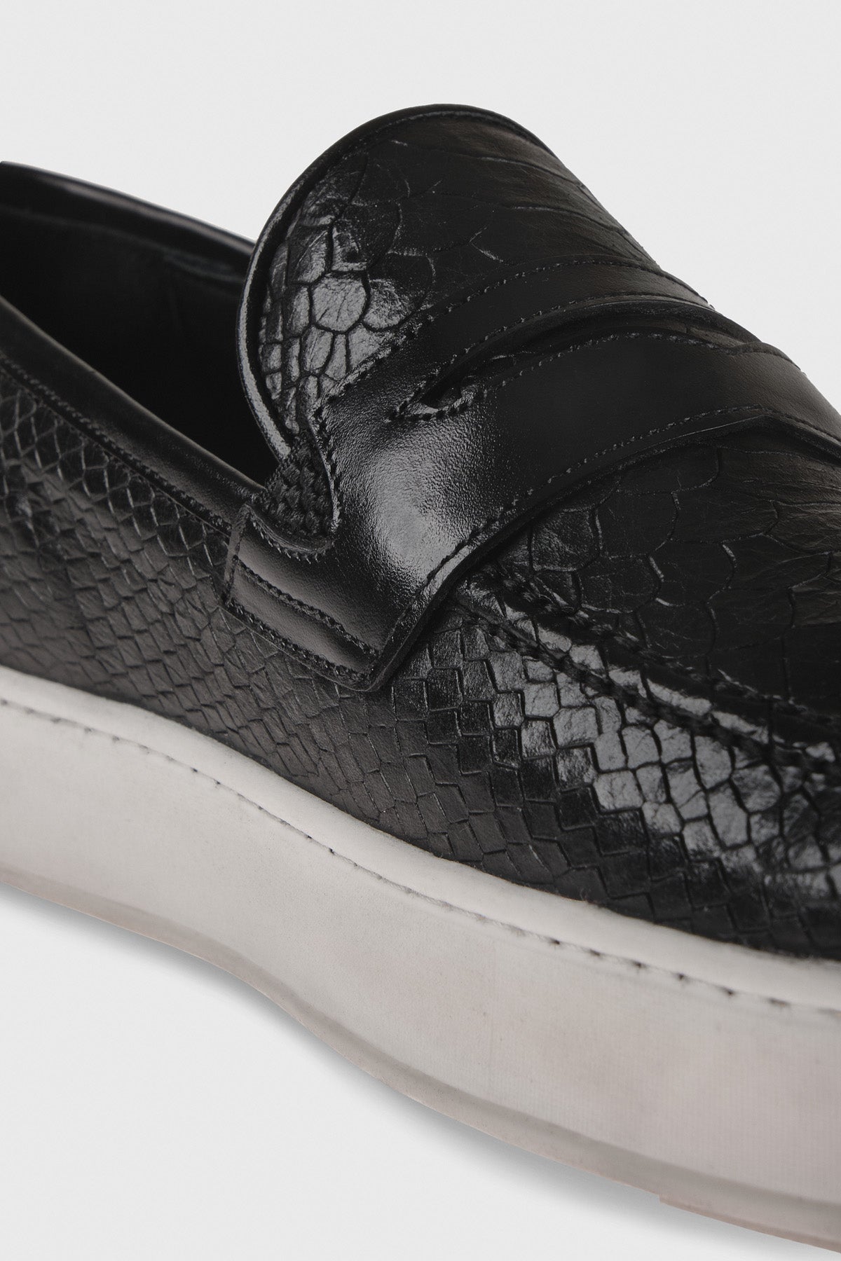 Python Pattern Genuine Leather Men's Black Shoes