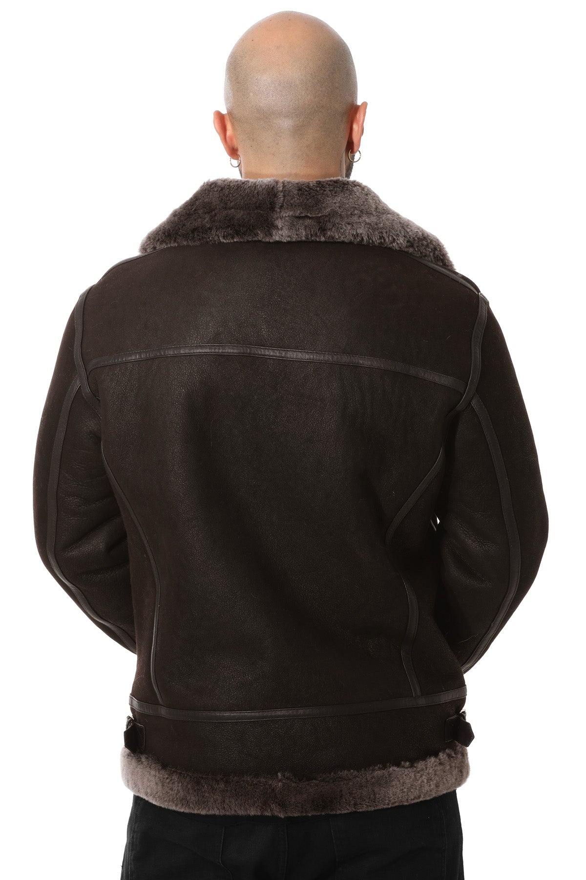 Men's Shearling Aviator Jacket, Washed Brown with Brissa Wool