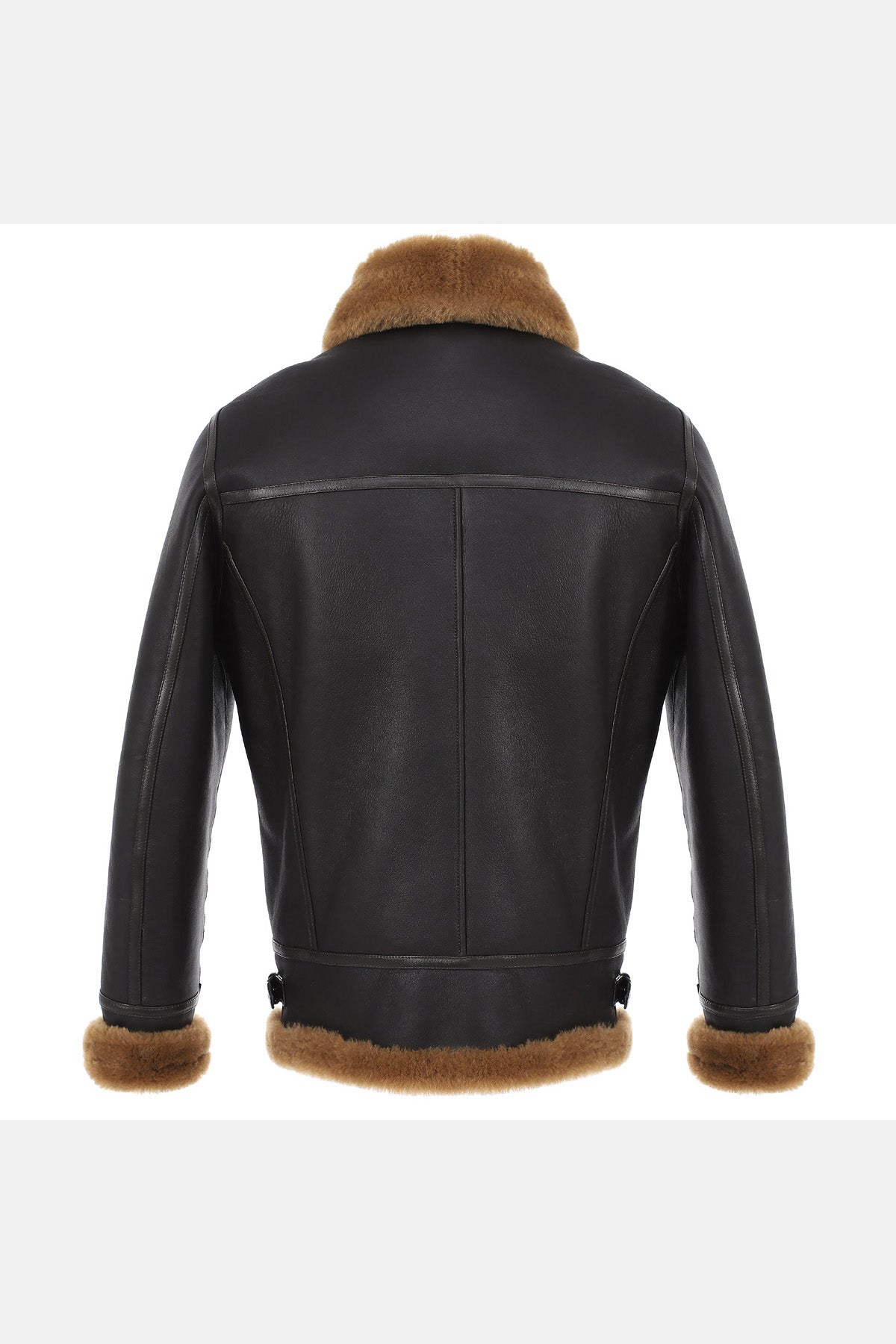 Men's Shearling Aviator Jacket, Silky Brown with Ginger Wool