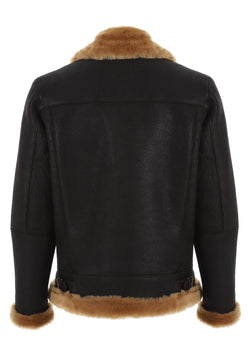 Image of Men's Shearling RAF B3 Aviator Jacket, Washed Brown with Ginger Wool