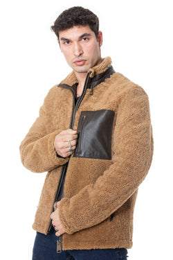 Image of Men's Shearling Teddy Coat, Ginger Curly Outer Wool