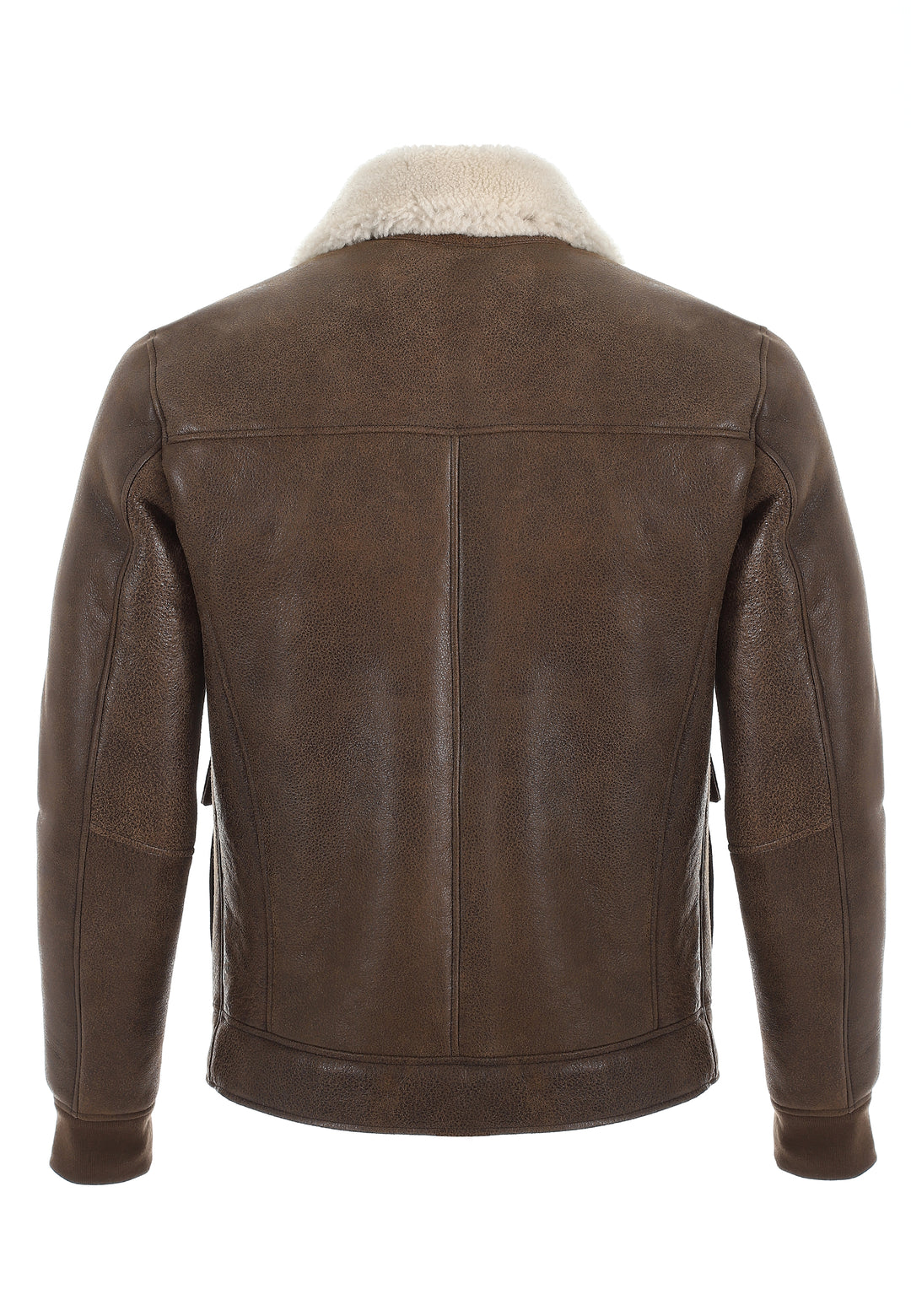 Mens Shearling Bomber Jacket - Vintage Camel - Beige  Curly Wool - 2