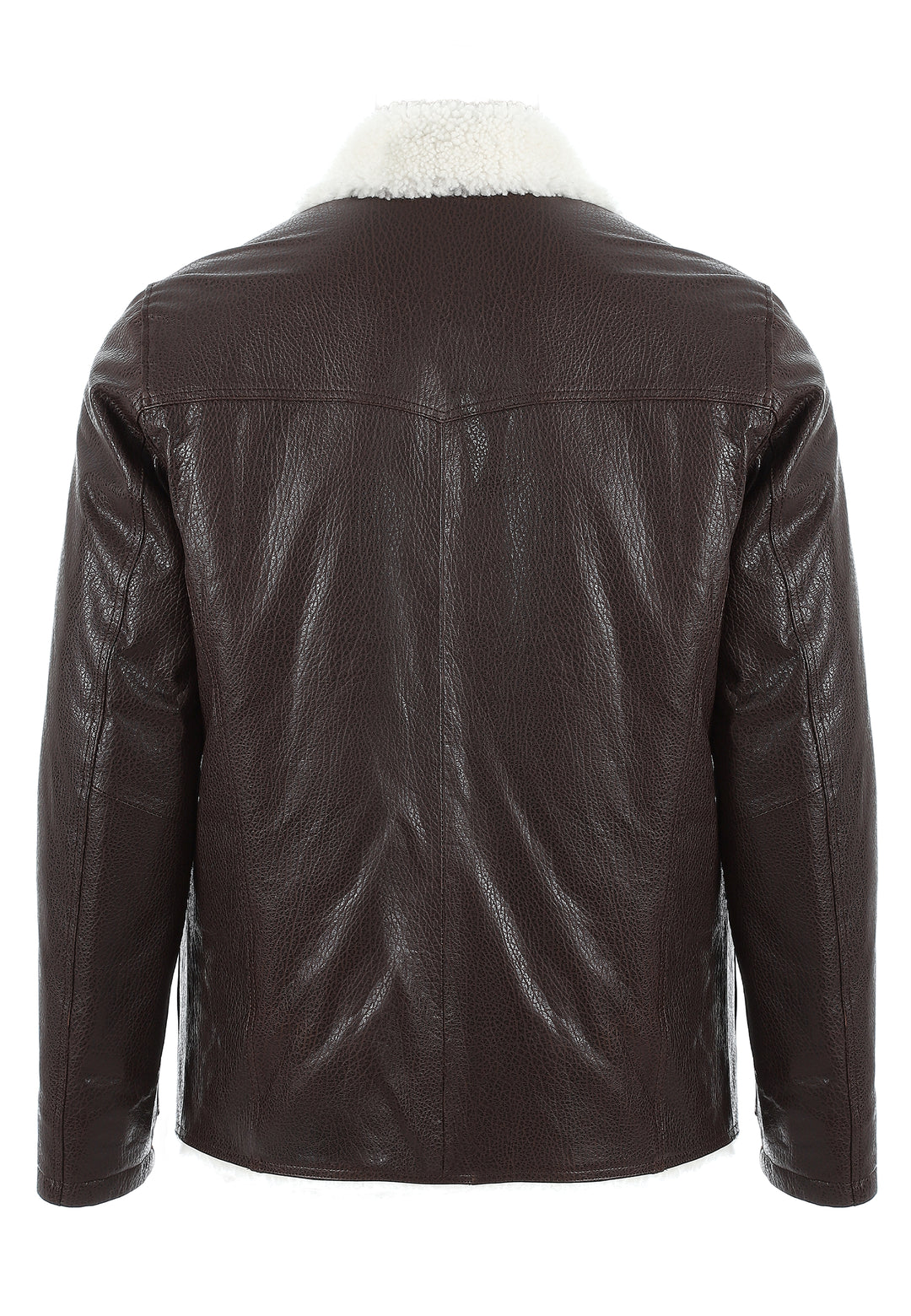 Mens Sheepskin Aviator Jacket - Ohaio Brown - White Curly Wool - 2