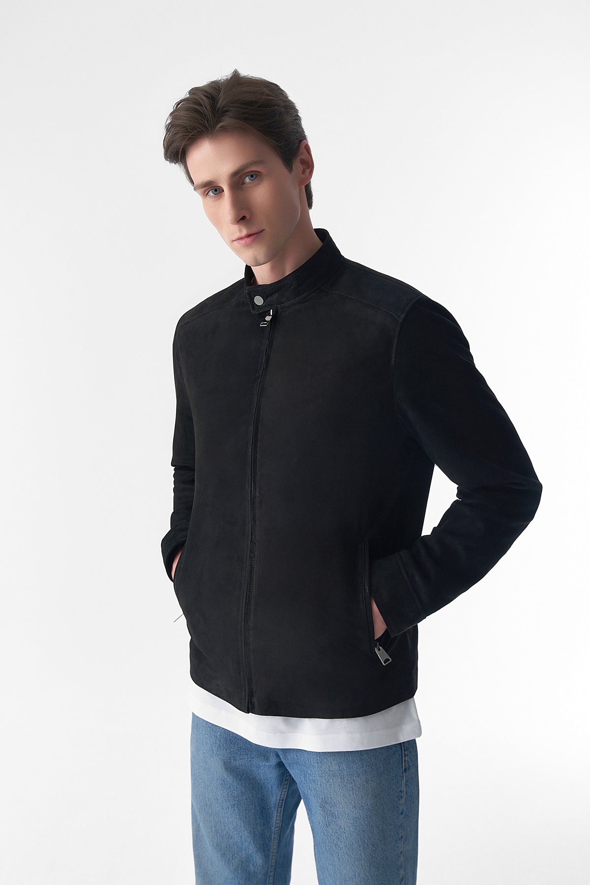 Men's Suede Casual Jacket, Black