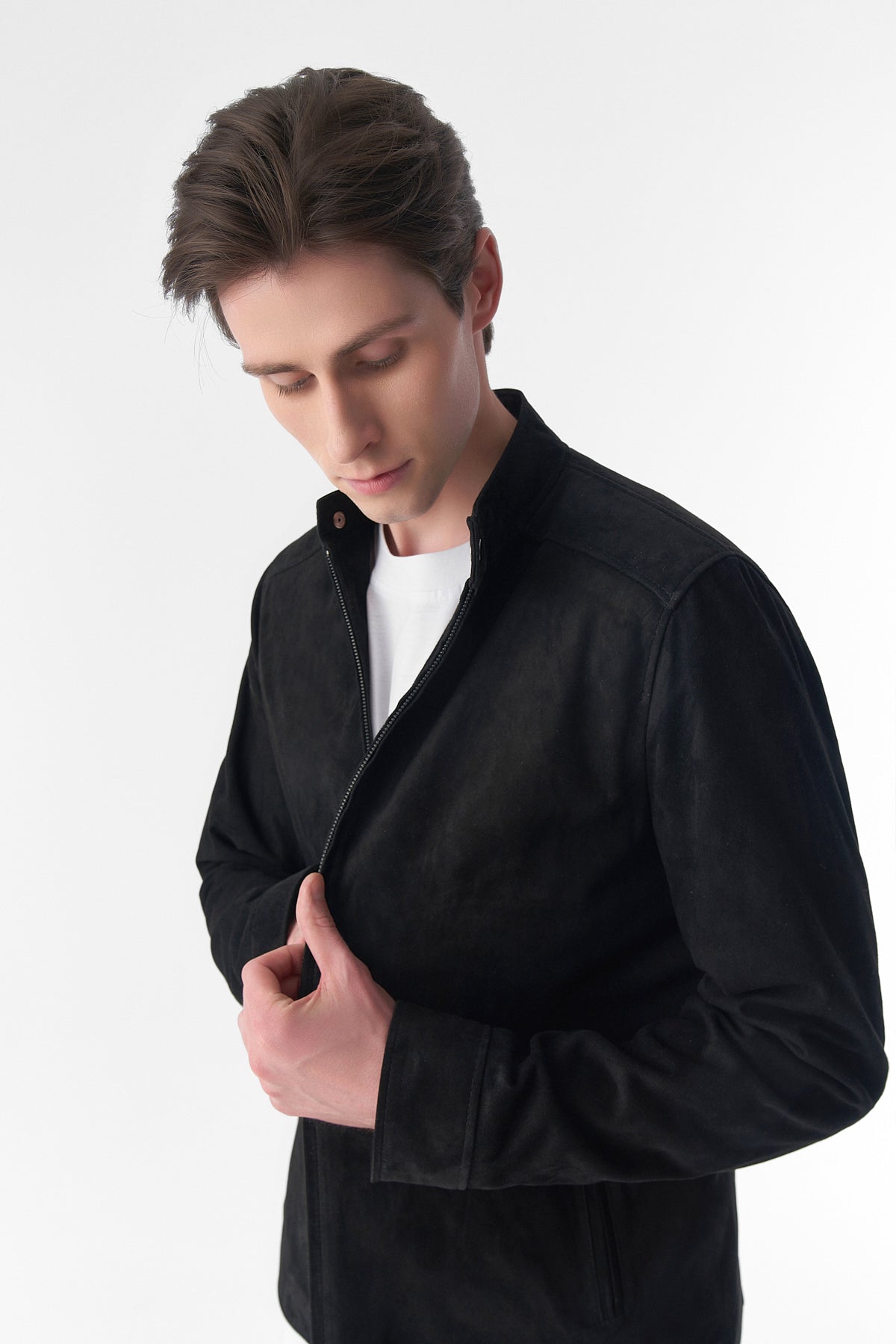 Men's Suede Casual Jacket, Black