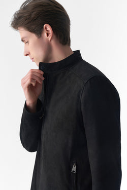 Image of Men's Suede Casual Jacket, Black