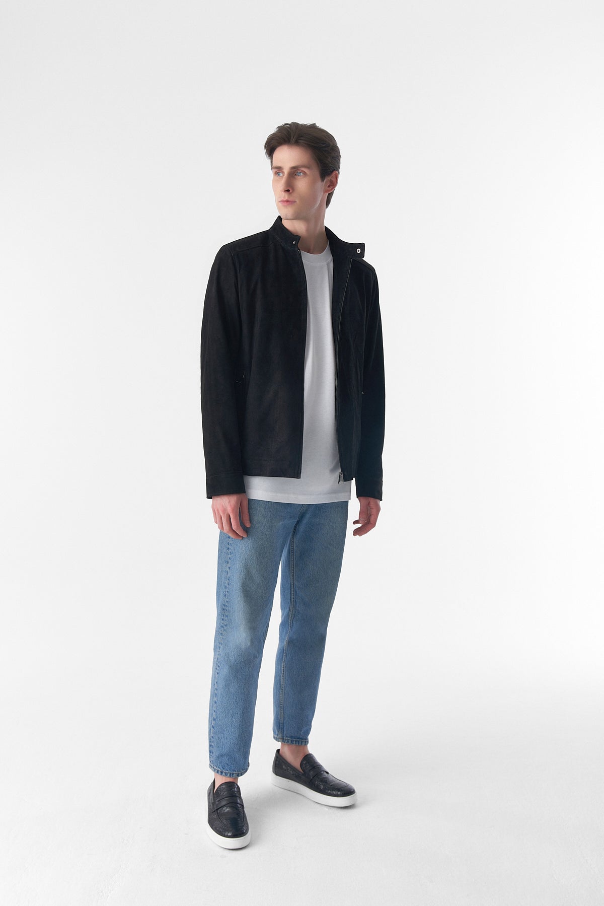 Men's Suede Casual Jacket, Black