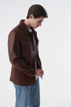 Image of Genuine Leather Safari Coat, Antique Tan